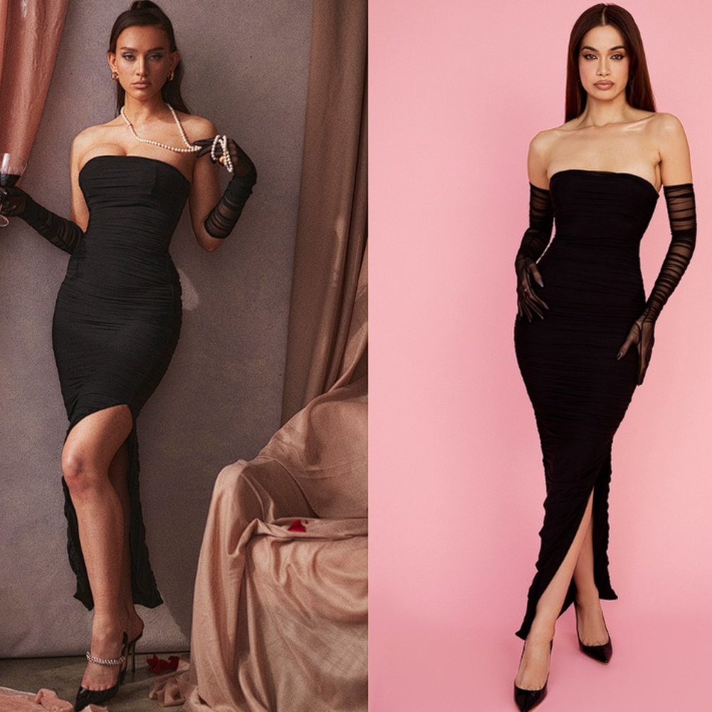 HOUSE OF CB 'Sofia' Black Mesh Strapless Maxi Dress NWT - Picture 9 of 16